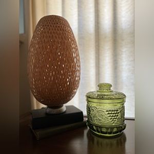 Fenton Tobacco Jar - Green Grapes and Cables
